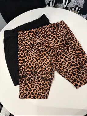Leopard Print and Black Bike Shorts - 2-Pack